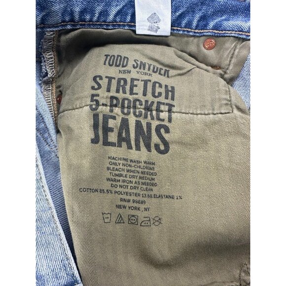 Todd Snyder Jeans Mens 32x30 Blue Stretch 5-Pocket Slim Fit Light/Mid Wash - Picture 5 of 11